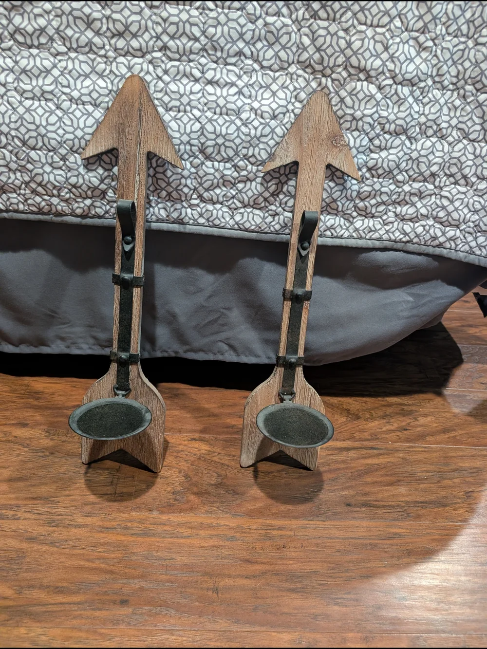 Wall Decor - Arrow Shaped Candle Holders W/Wall Mount